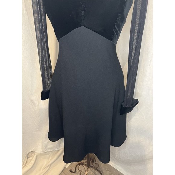 Beautiful RAMINI Dress Size 8 Black Long Sleeve Velvet, Sheer & Tulle Lined - Picture 11 of 14